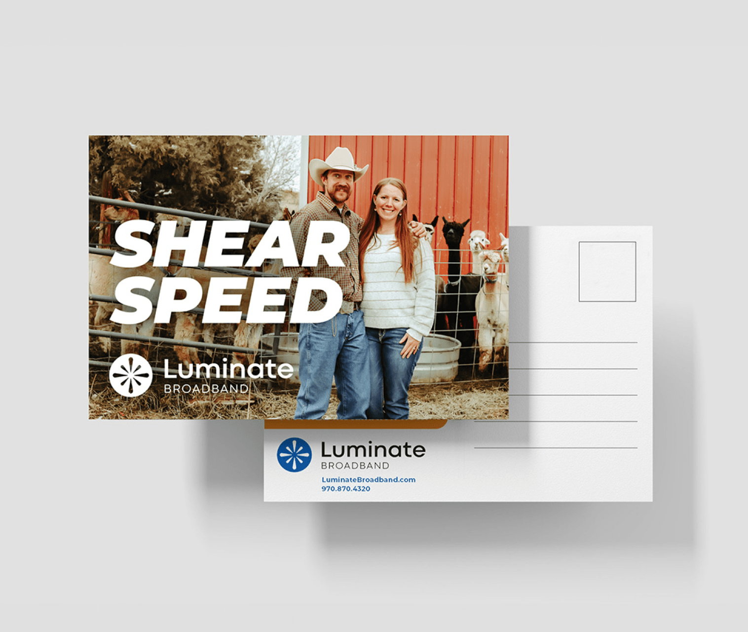 Luminate Broadband marketing postcard design Luminate Broadband marketing postcard design
