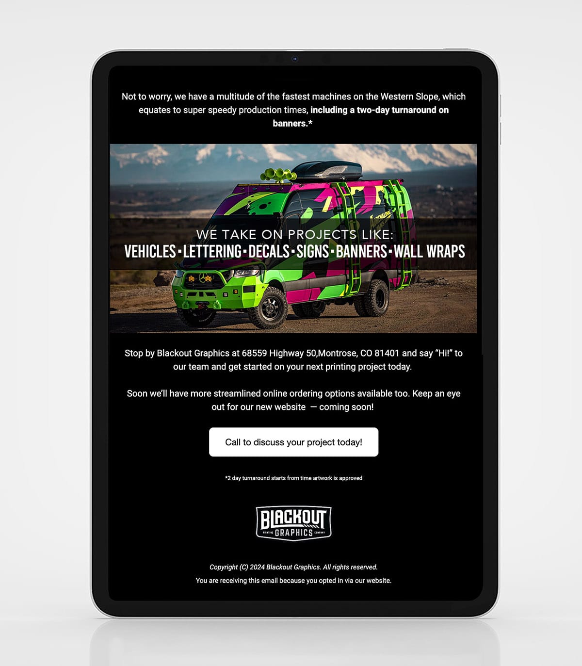 Blackout Graphics email