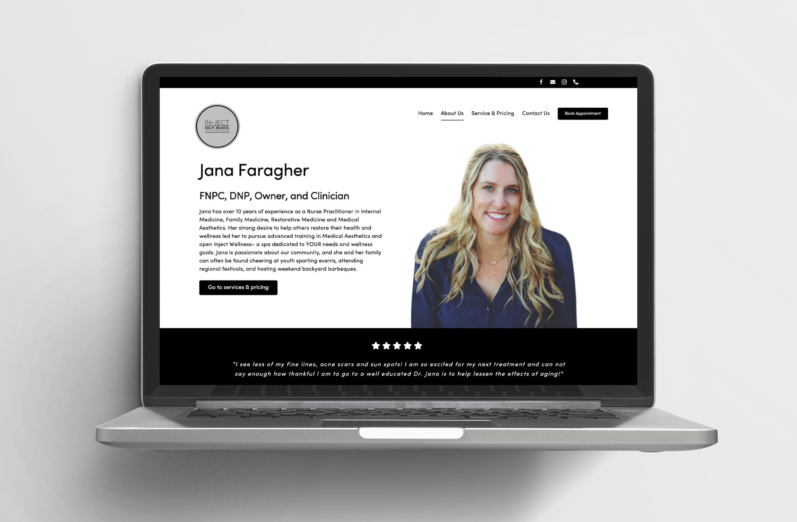 a computer showing the about us page